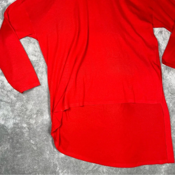 Eileen Fisher Sweater Women's XL Red Asymmetrical Merino Wool Drapey Cowl Casual - Picture 9 of 14